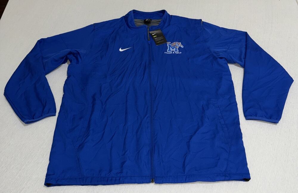 Memphis Tigers Nike Dry Fit 2XL Blue Windbreaker Jacket Full Zip New With Tags